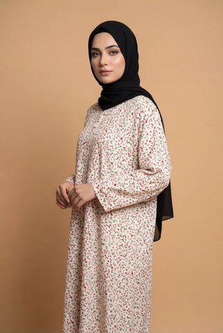 Dream Flora | Front-Open Printed Abaya