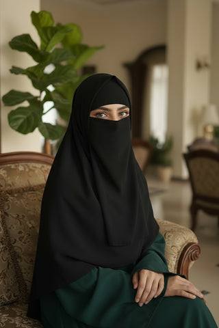 3 Piece Hijab Set (Big Scarf + Niqab + Cap)