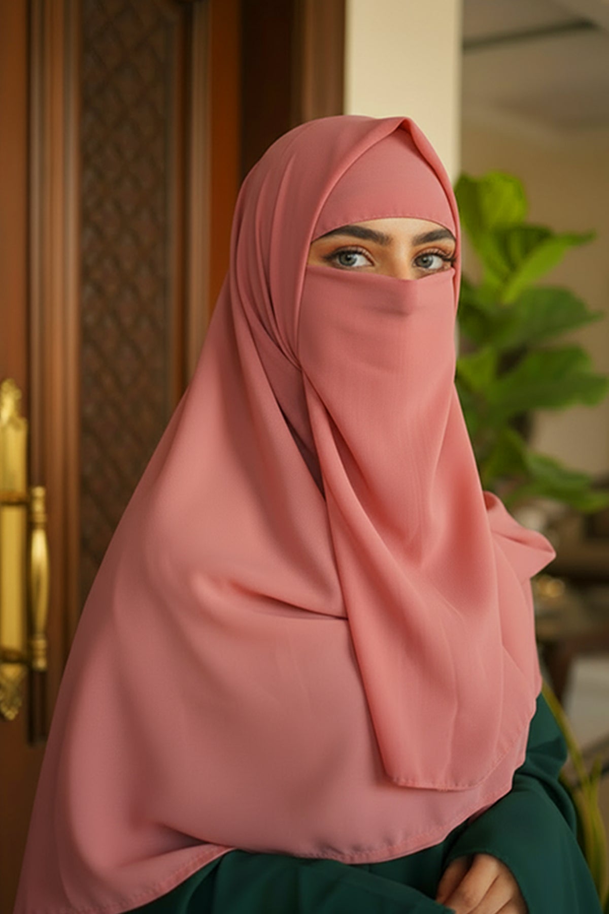 3 Piece Hijab Set (Big Scarf + Niqab + Cap)