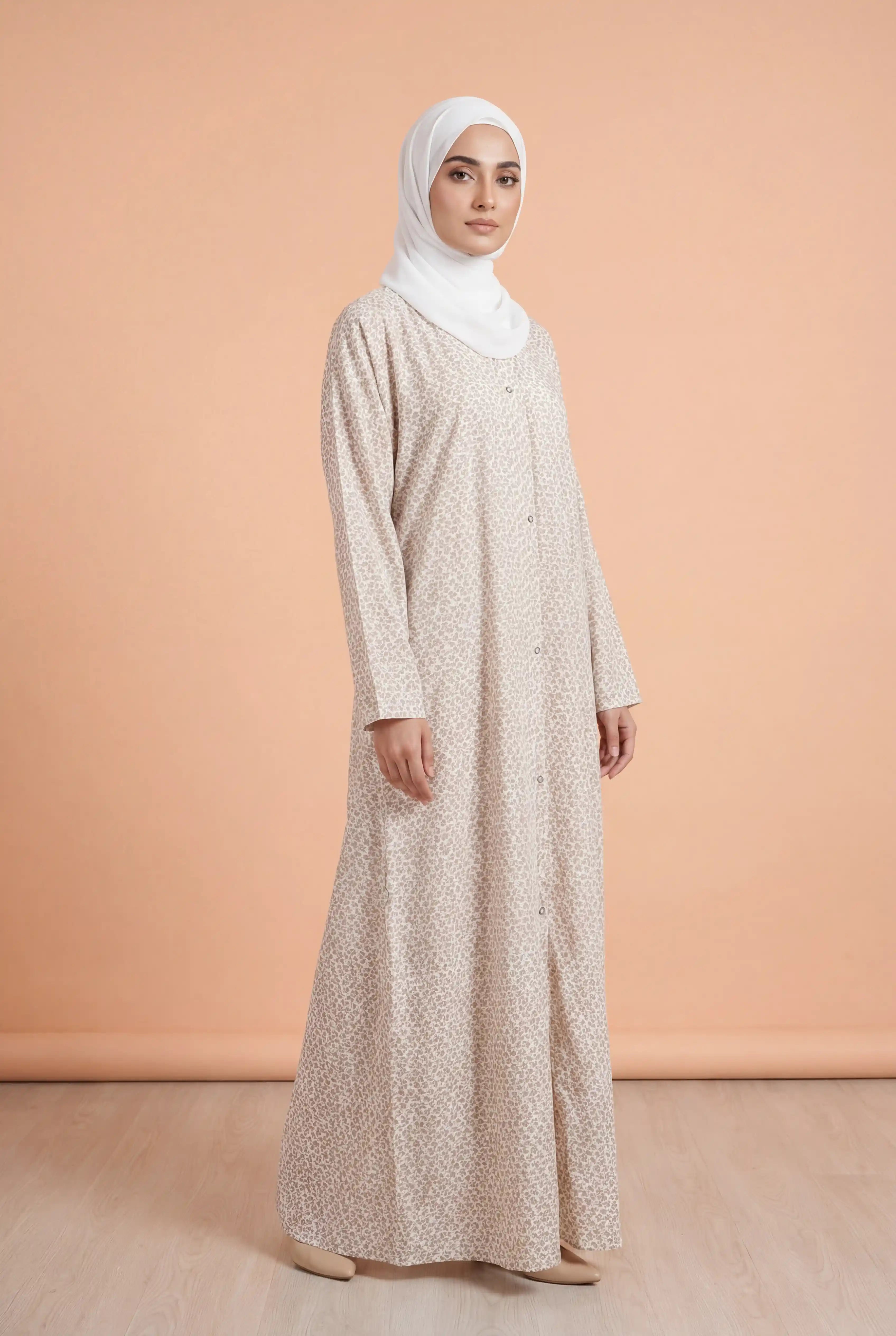 Modest Bloom | Front Open Printed Abaya