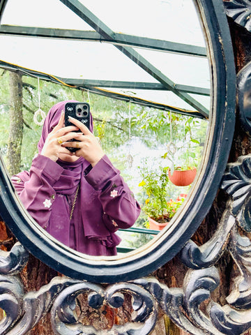 Rosy Night Oni  Rose  Abaya | Embroidery Front-Open