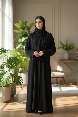 Aliha Abaya | Fancy Moti Design Front Open Abaya