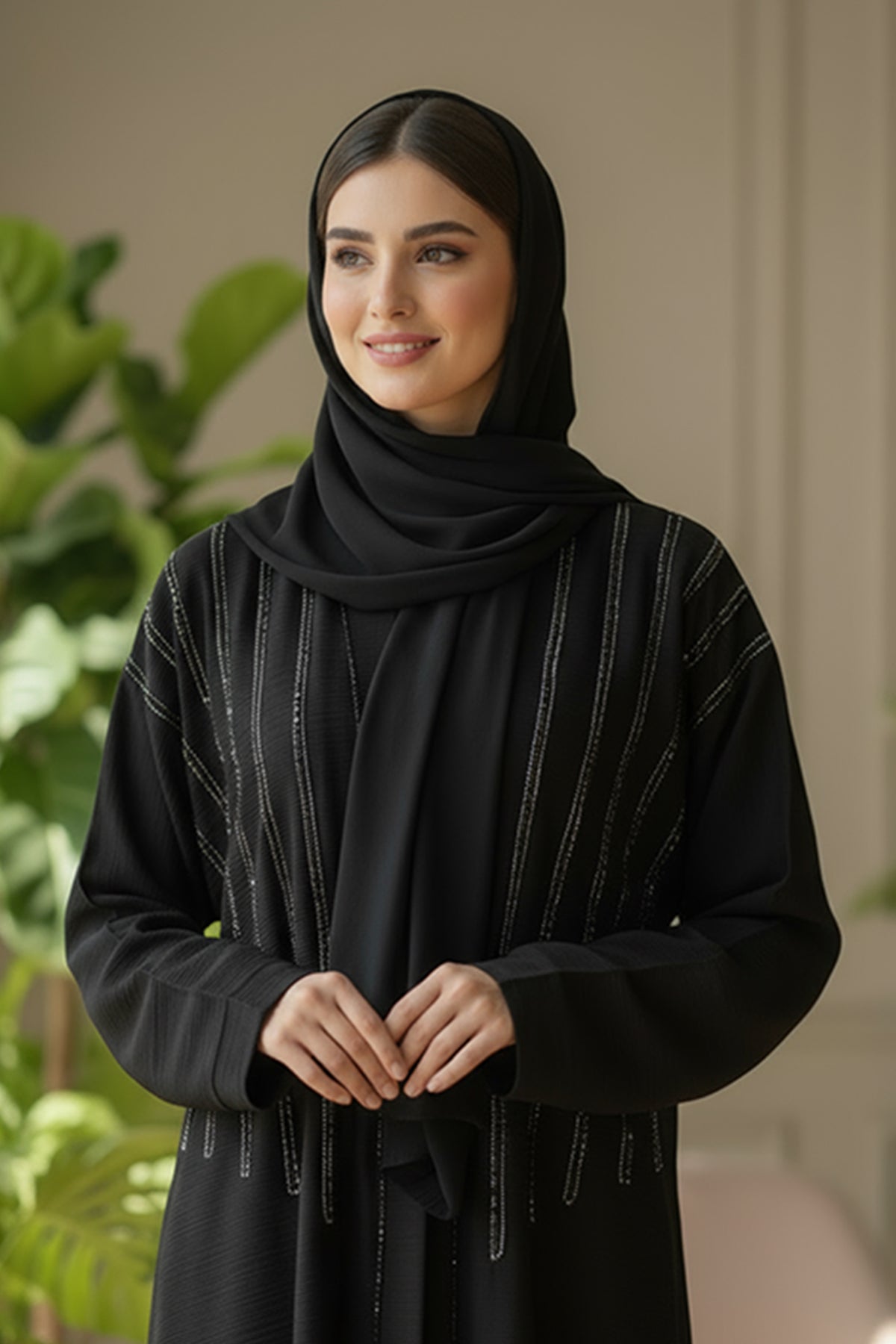 Aliha Abaya | Fancy Moti Design Front Open Abaya