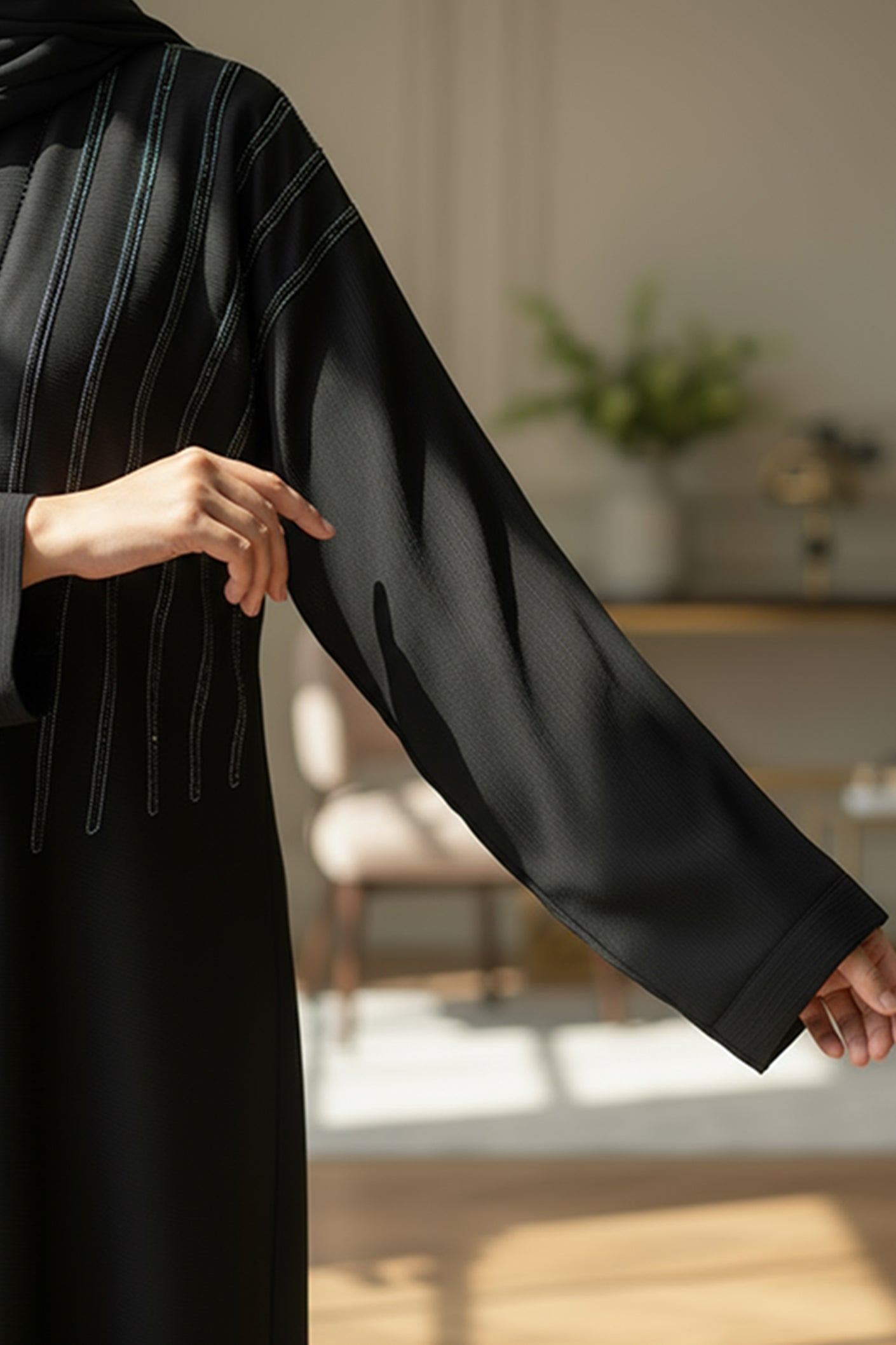 Aliha Abaya | Fancy Moti Design Front Open Abaya