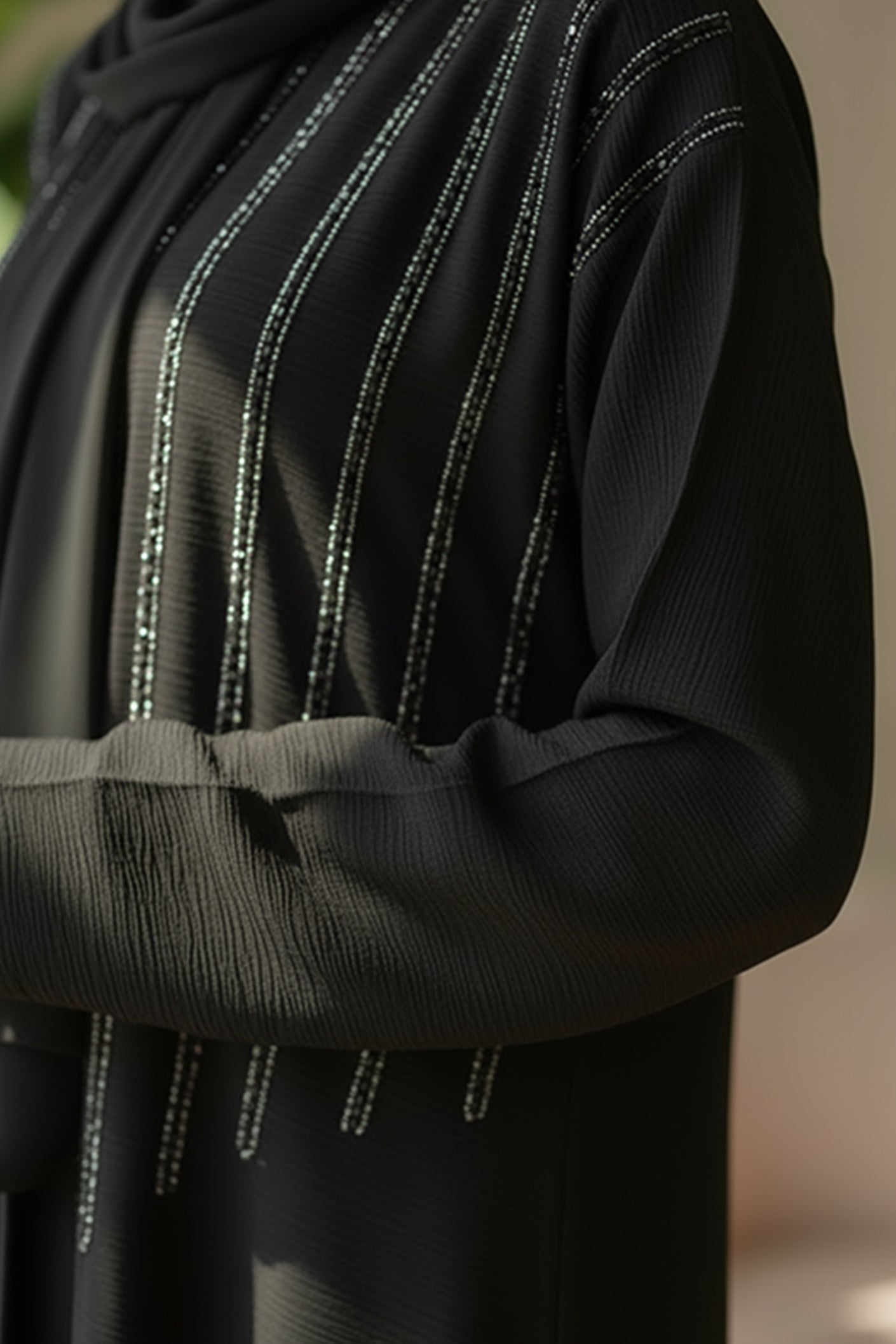 Aliha Abaya | Fancy Moti Design Front Open Abaya