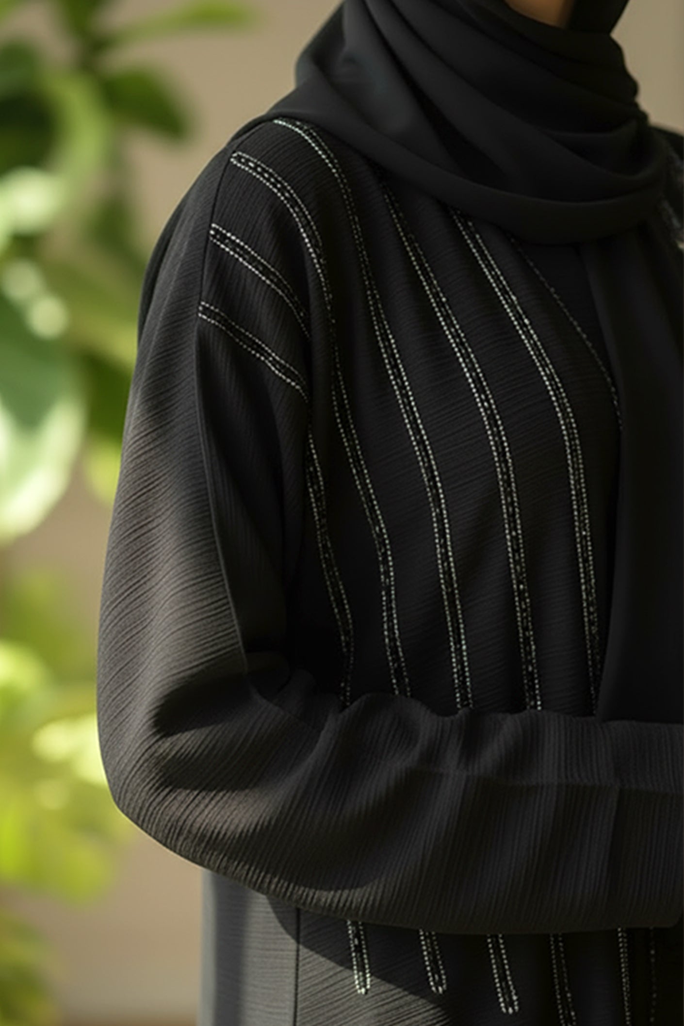 Aliha Abaya | Fancy Moti Design Front Open Abaya