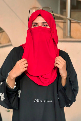 Double Loop Niqab - Maroon