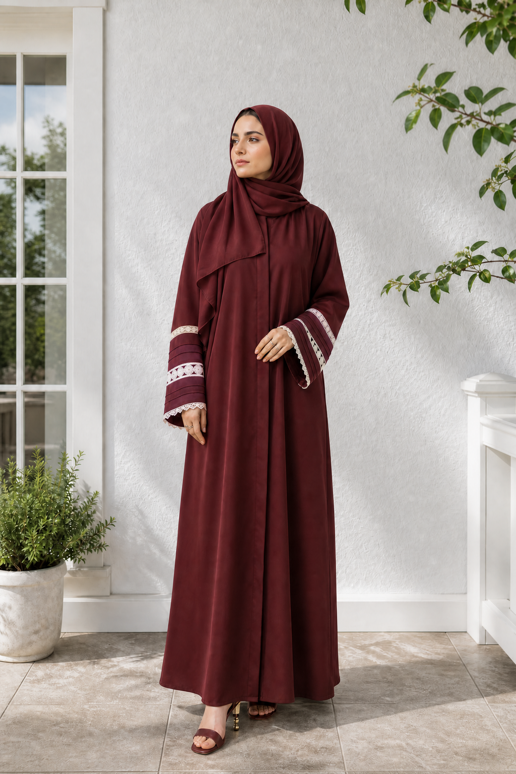 HAYA - Elegant Maroon Abaya