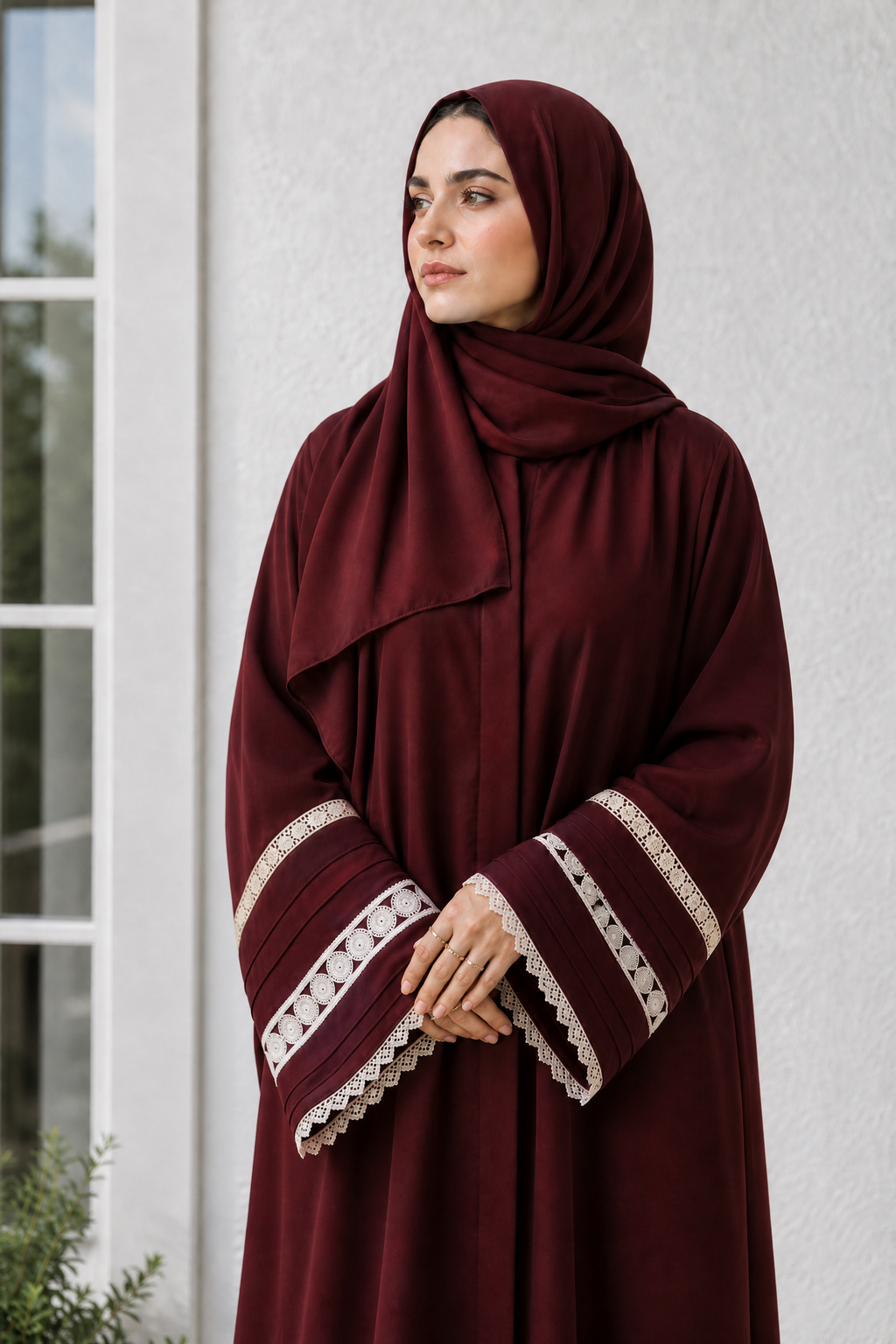 HAYA - Elegant Maroon Abaya