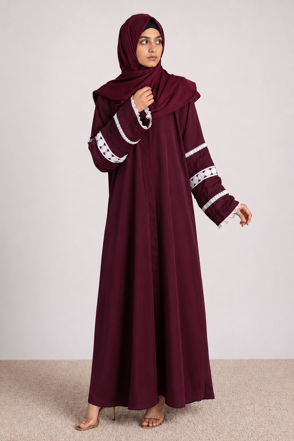 HAYA - Elegant Maroon Abaya