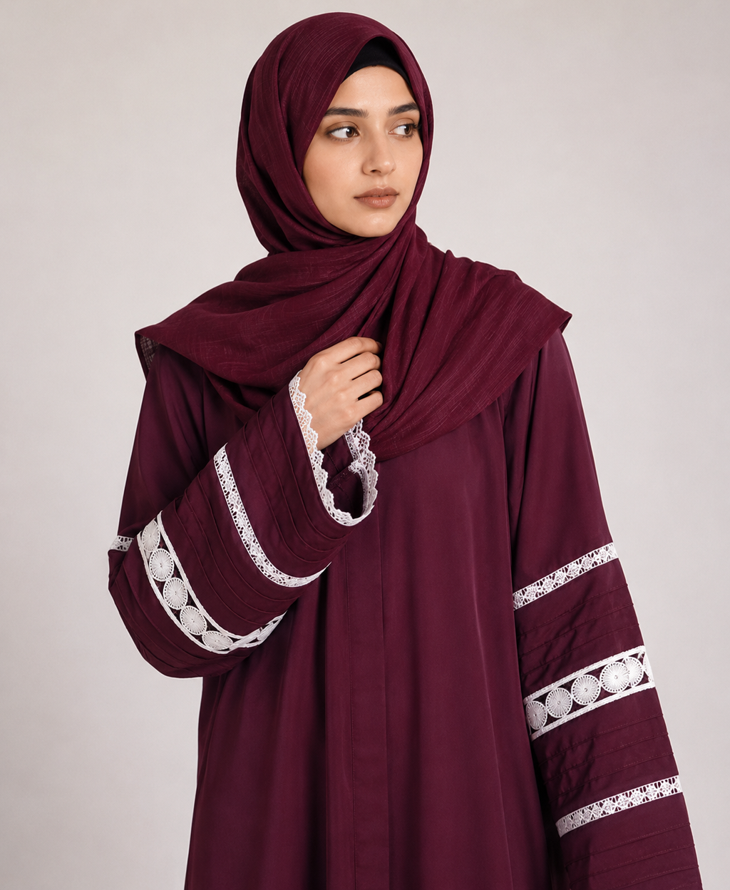 HAYA - Elegant Maroon Abaya