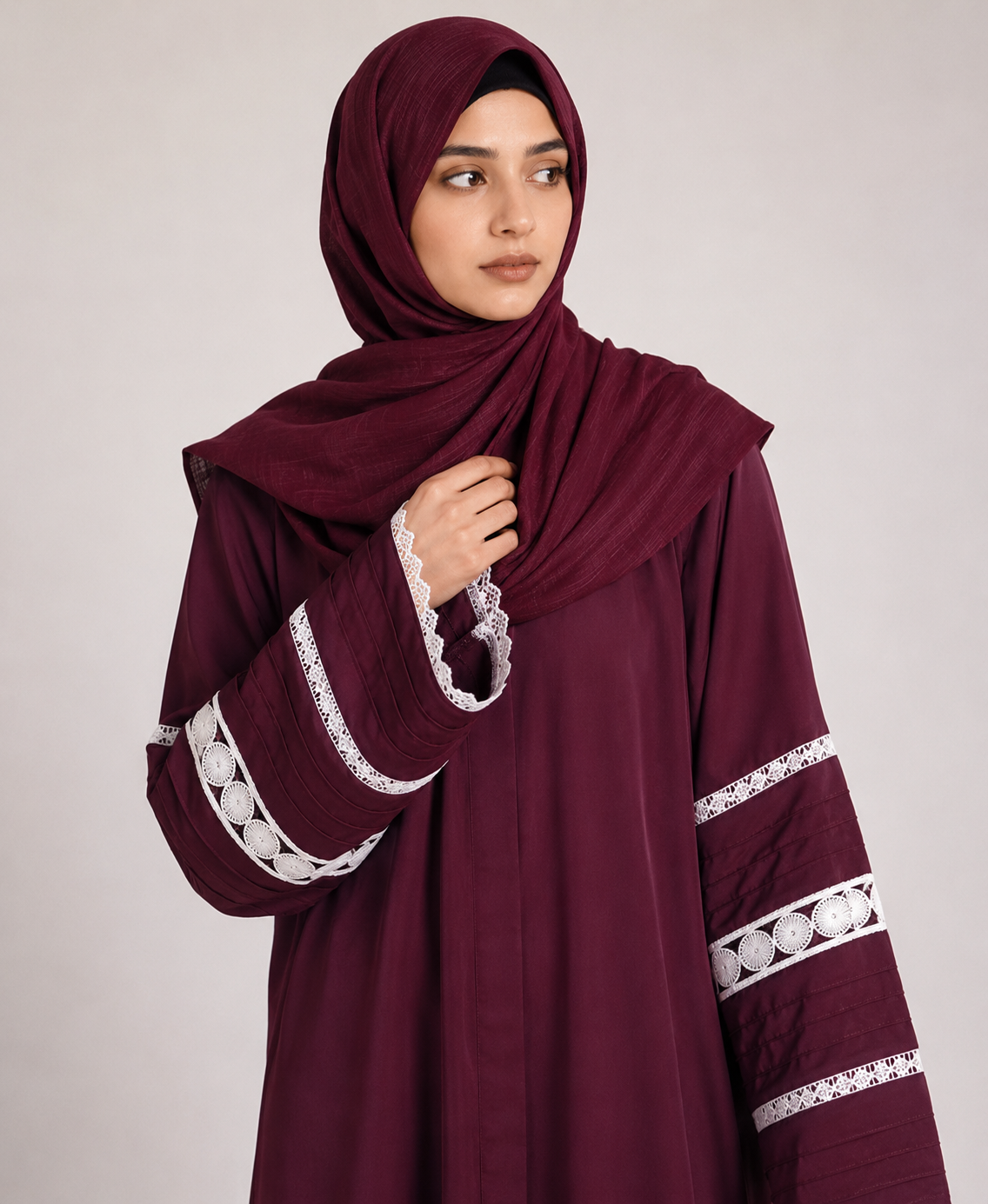 HAYA - Elegant Maroon Abaya