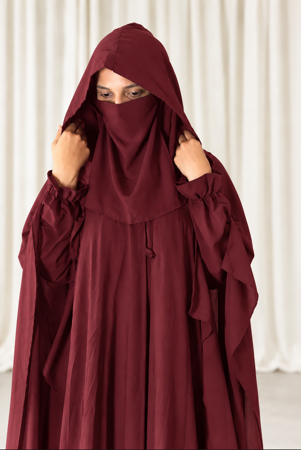 Hoodie abaya maroon color