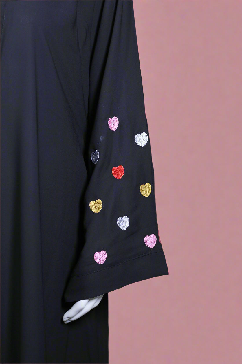 Qalb - Heart Embroidered Abaya