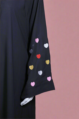 Qalb - Heart Embroidered Abaya