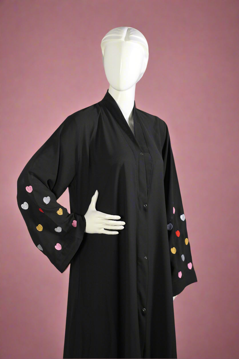 Qalb - Heart Embroidered Abaya