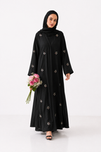 Leafy Black  | Embroidery Front-Open