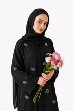 Leafy Black  | Embroidery Front-Open