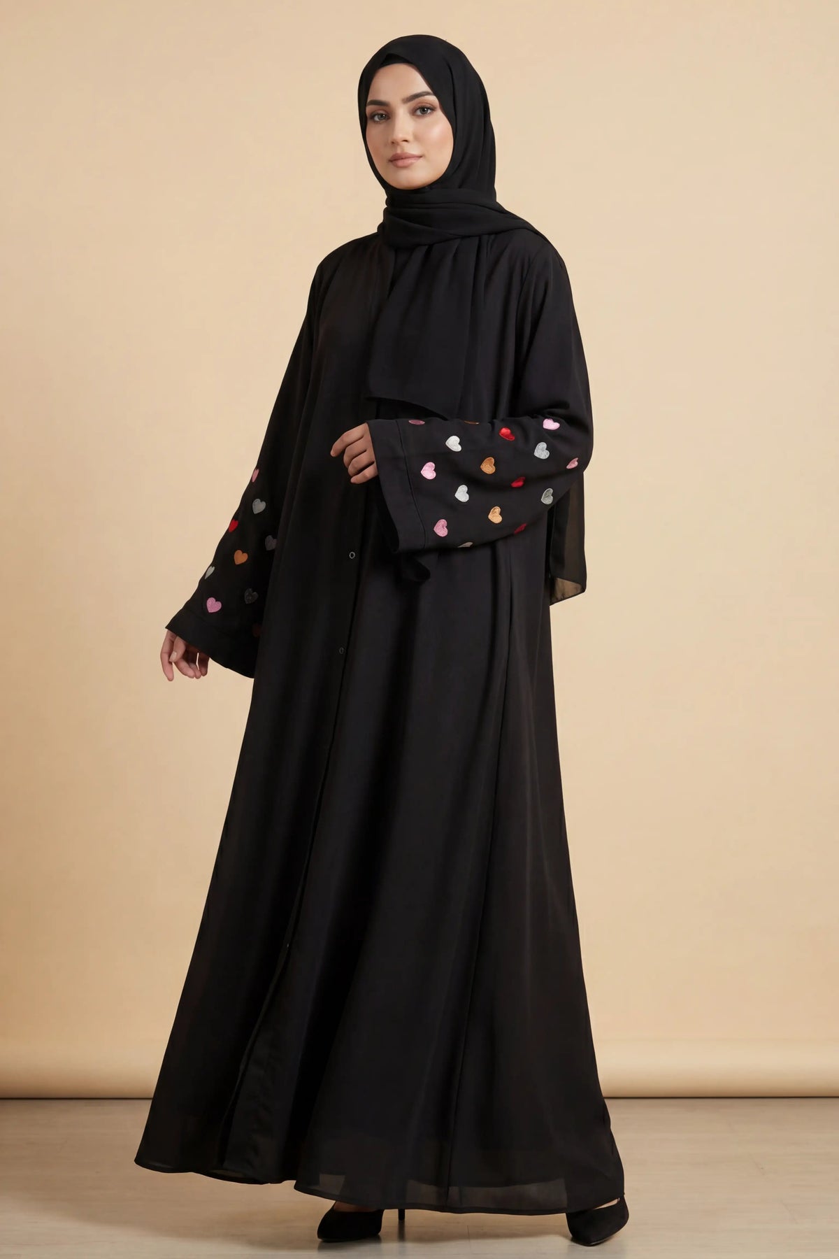 Qalb Abaya - Heart Embroidery 