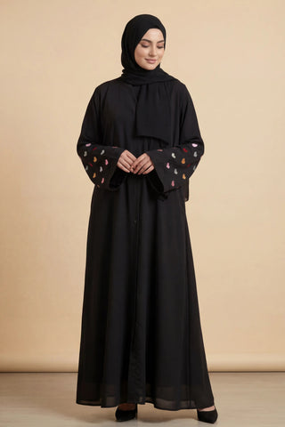 Qalb Abaya - Heart Embroidery - Second Pose