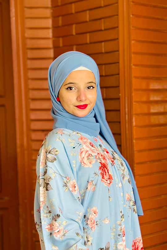 Silk Floral Powder Blue Abaya | Printed Front-Open
