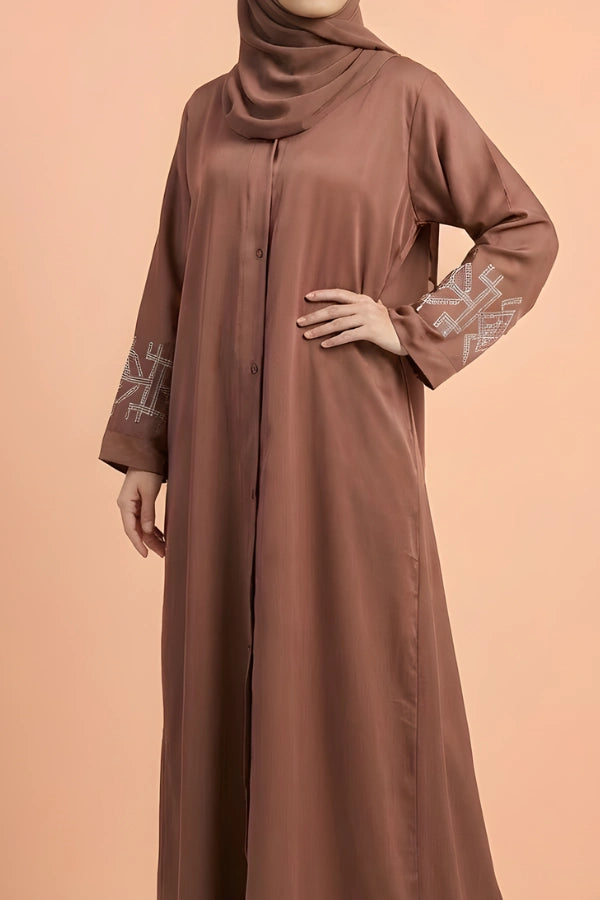 Gul-mehar | Embroidary abaya |front open