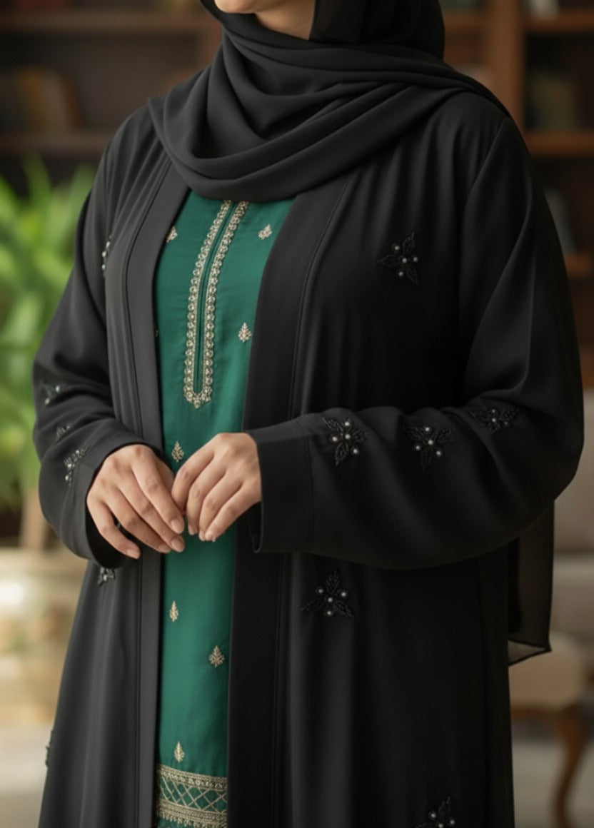 Stone Flower | Front-Open Stone Abaya