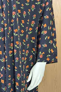 Autumn Rose Black Abaya | Printed Front-Open