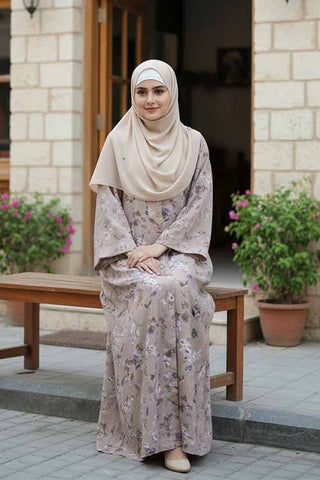Bahar Rawnaq Camel Color | Front-Open Printed