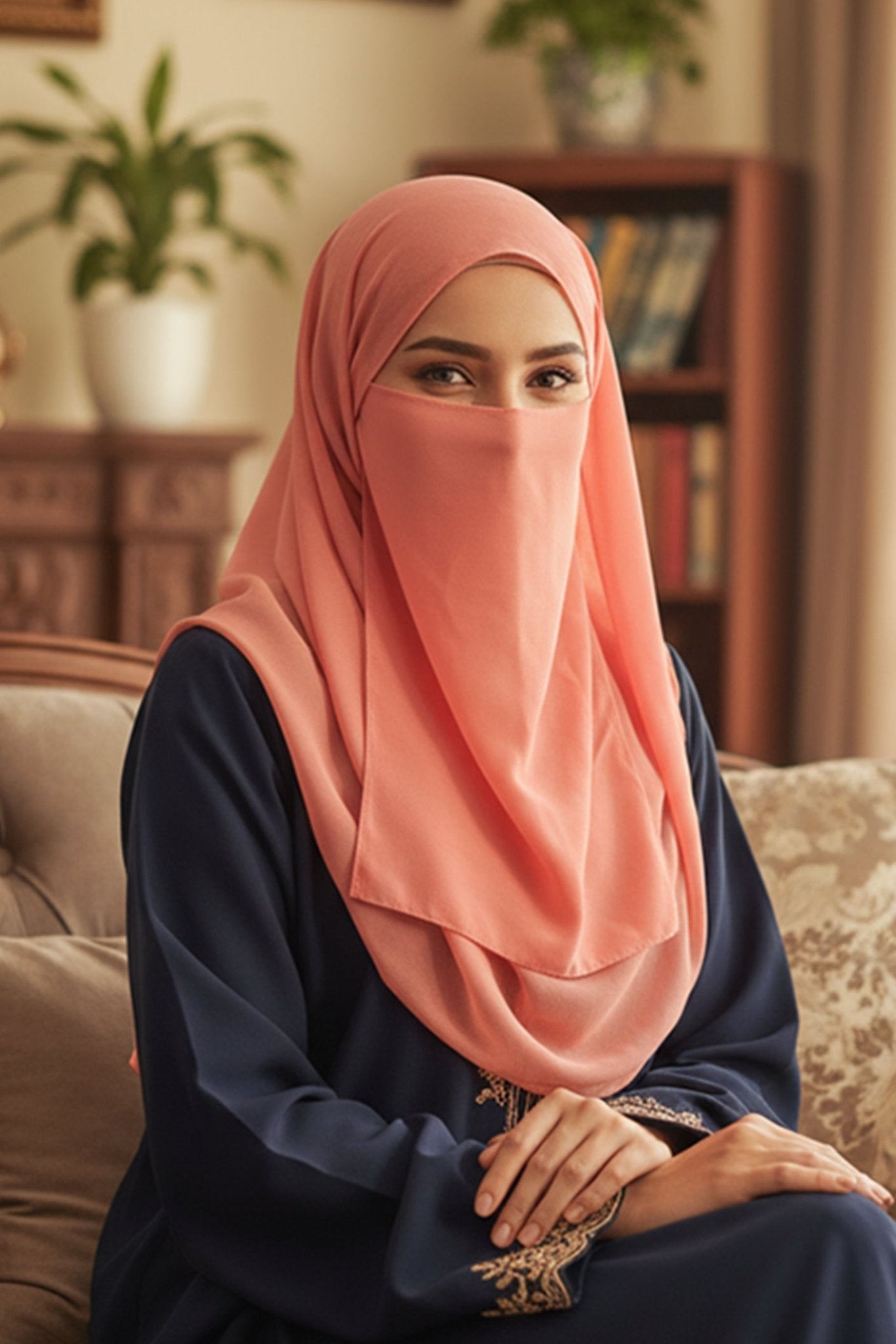 Complete Hijab Set ( Hijab + Niqab + Cap ) - 