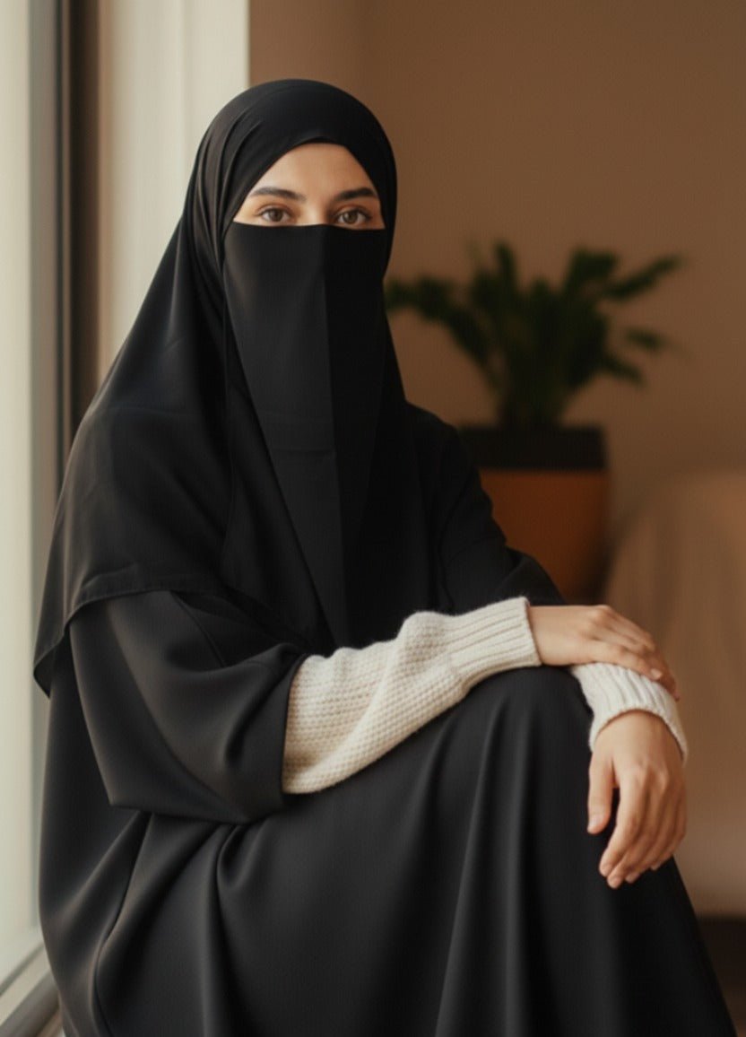 Complete Hijab Set ( Hijab + Niqab + Cap ) - 