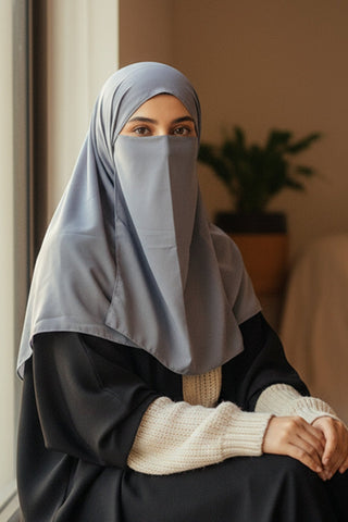 Complete Hijab Set ( Hijab + Niqab + Cap ) - 