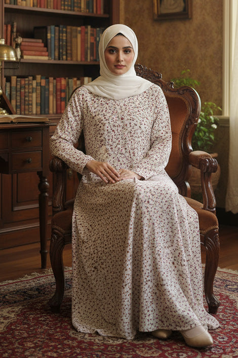 Dream Flora | Front-Open Printed Abaya