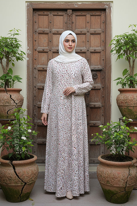 Dream Flora | Front-Open Printed Abaya