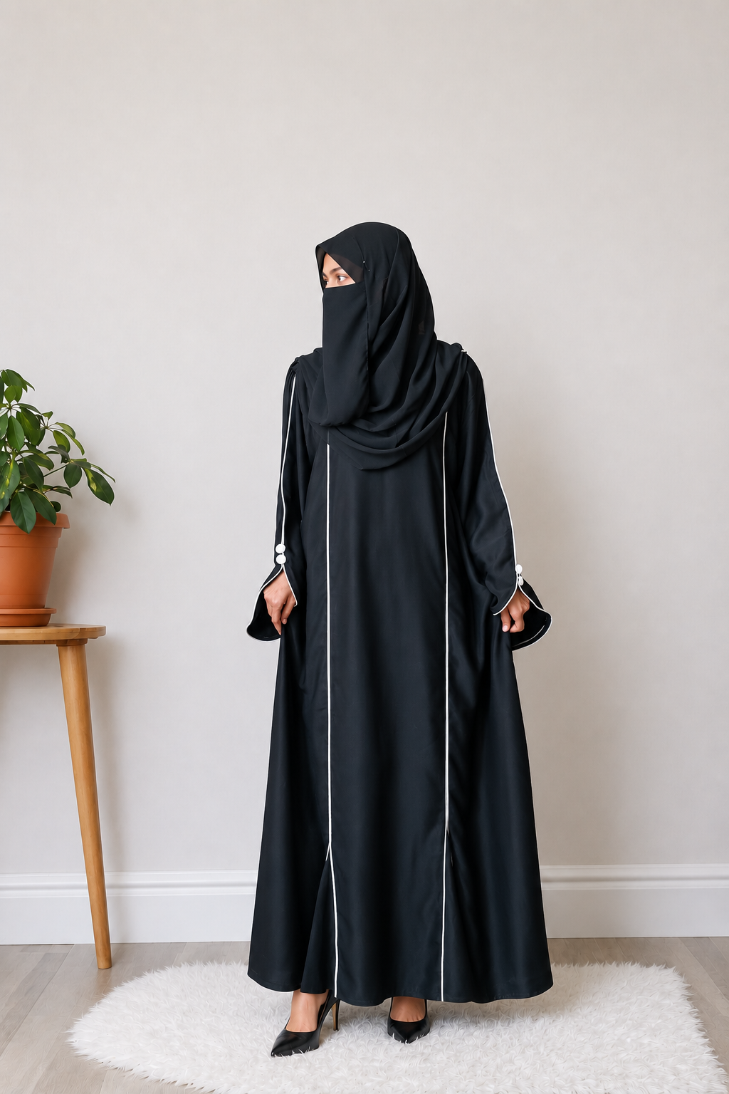 Elan - Black Piped Abaya