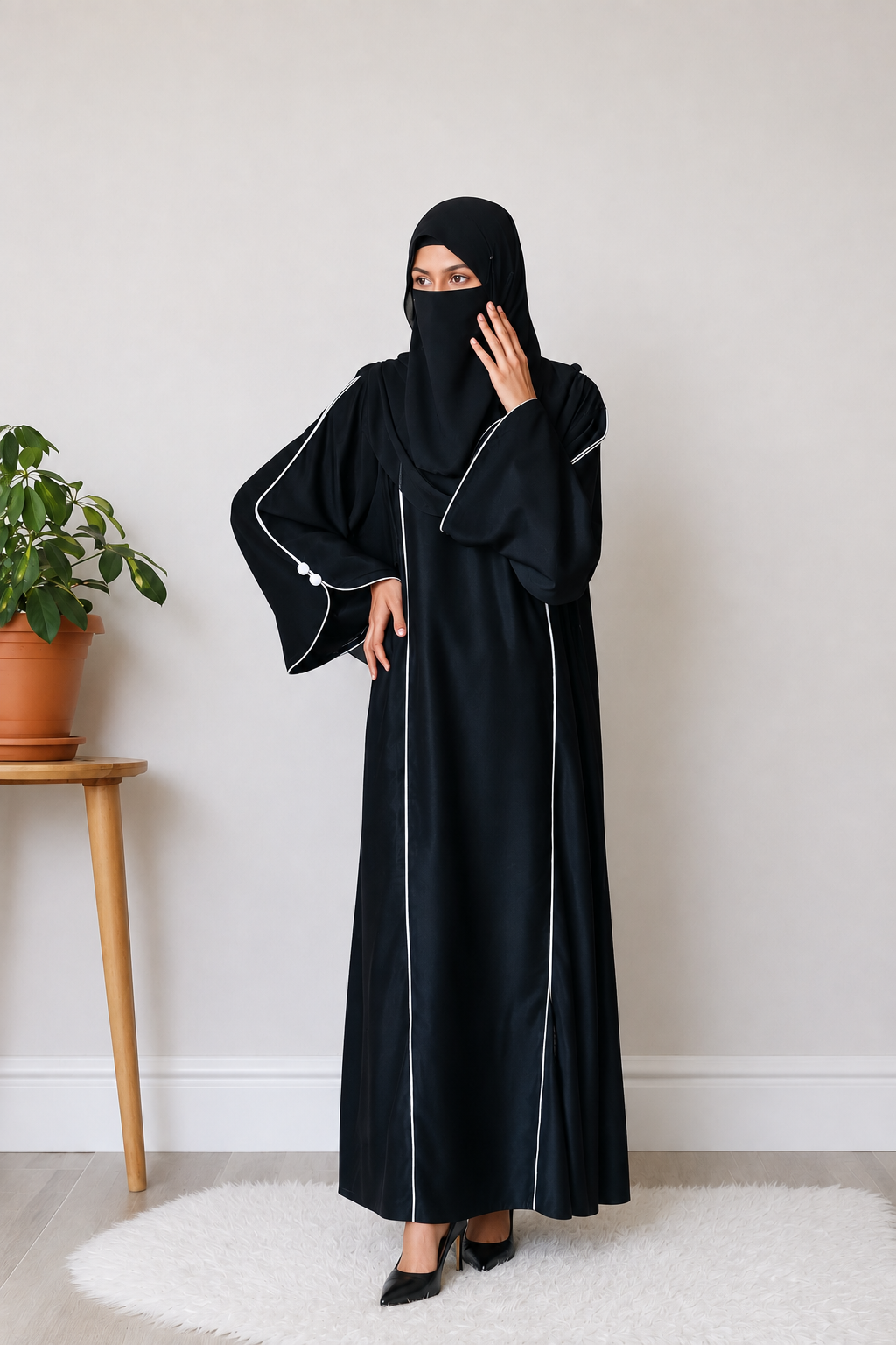 Elan - Black Piped Abaya