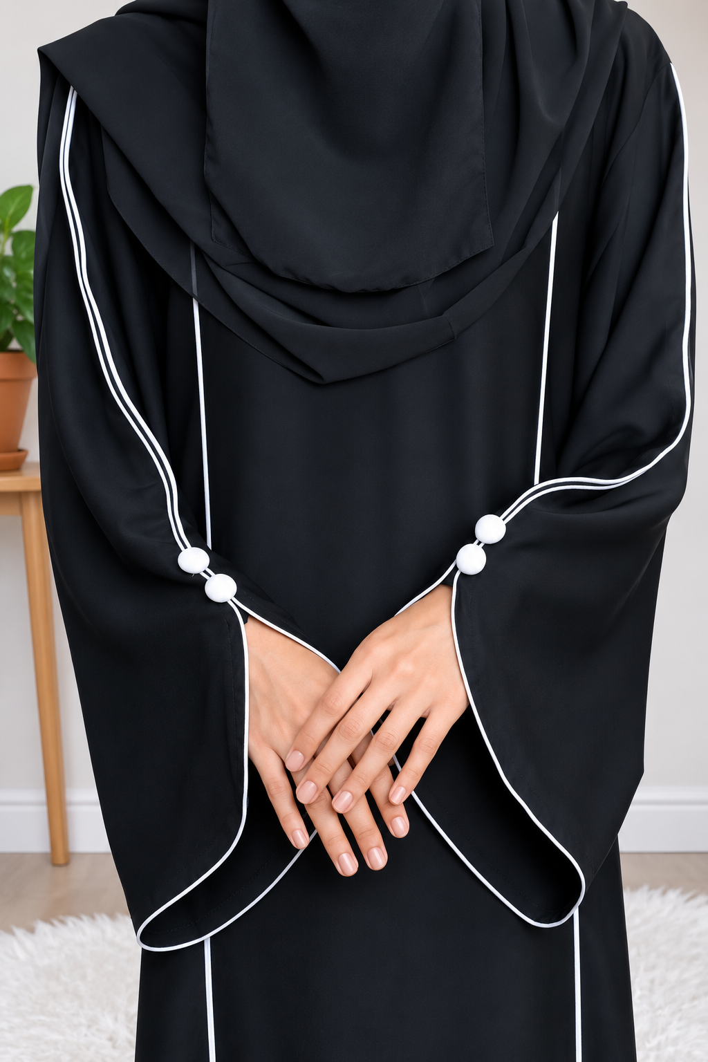 Elan - Black Piped Abaya
