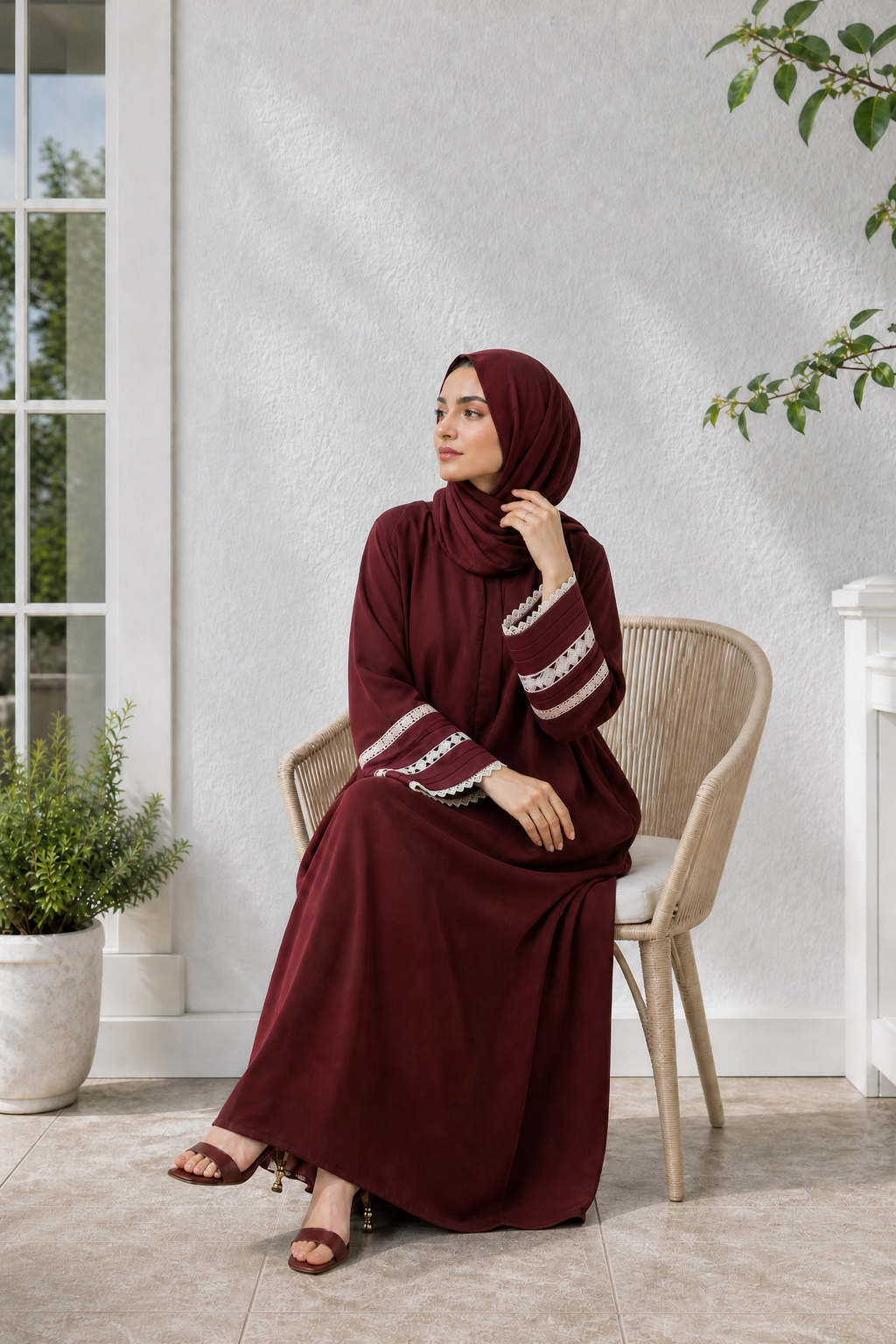 HAYA - Elegant Maroon Abaya