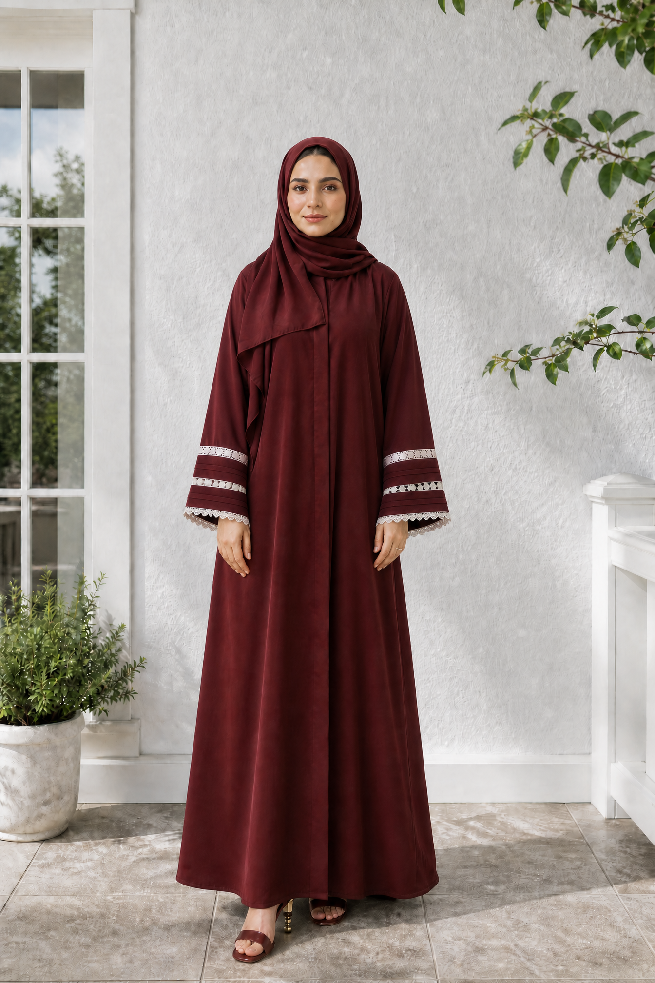 HAYA - Elegant Maroon Abaya
