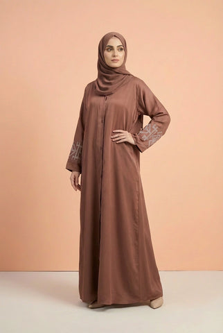 Gul-mehar | Embroidary abaya |front open