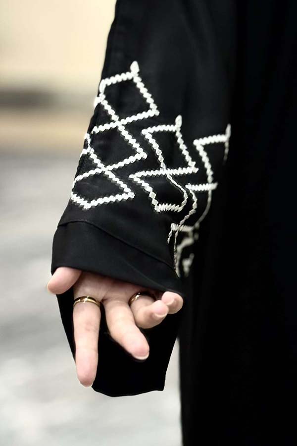 Layali Qamar Abaya Black | Embroidery Front-open