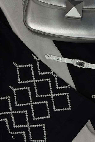 Layali Qamar Abaya Black | Embroidery Front-open