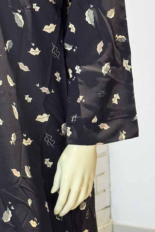 Leaflit Navy Blue Abaya | Printed Front-Open