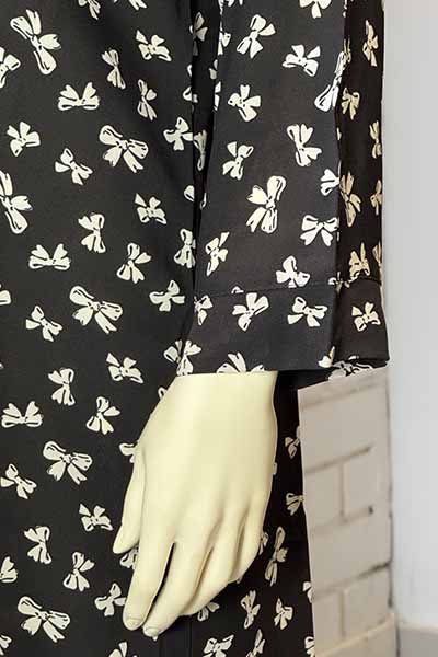 Midnight Bows Black Abaya | Printed Front-Open