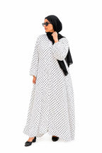 MIDNIGHT POLKA | Front Open Printed abaya