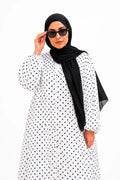 MIDNIGHT POLKA | Front Open Printed abaya