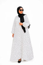MIDNIGHT POLKA | Front Open Printed abaya