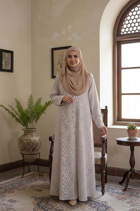 Modest Bloom | Front Open Printed Abaya