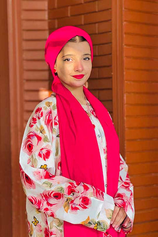 Paradise Bloomer Soft Cream Abaya | Printed Front-Open