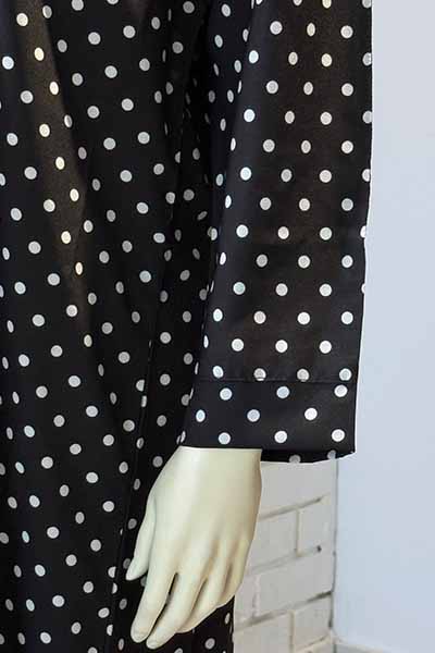 Polka Charm Black Abaya | Printed Front-Open